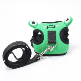 dog harness set; with leas frog leash pet mesh breathable small dog chest back retractable dog leash pet harness (colour: Calf+traction rope, Specification (L * W): S)